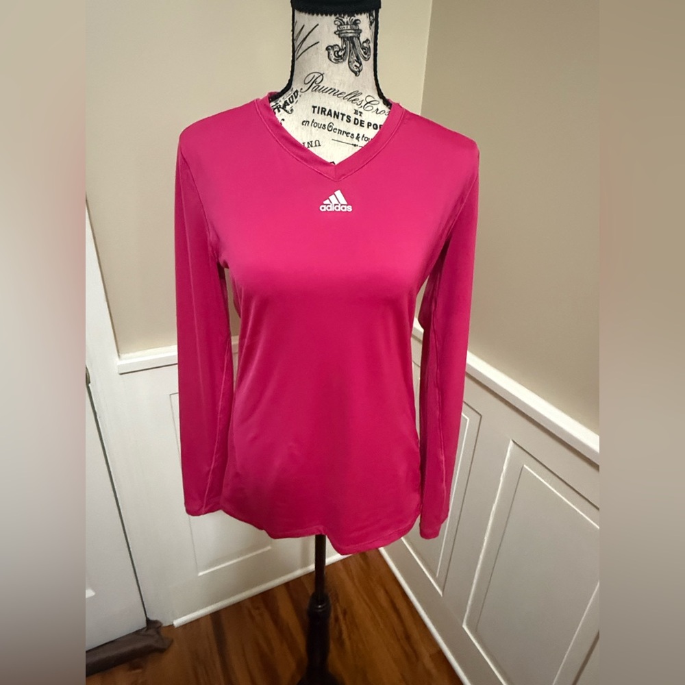 Adidas Pink Fitted Long Sleeve Tee